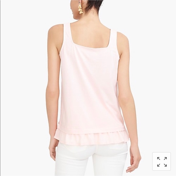 J. Crew Baby Pink Square Neck Tanktop Ruffle Hem - Picture 3 of 8